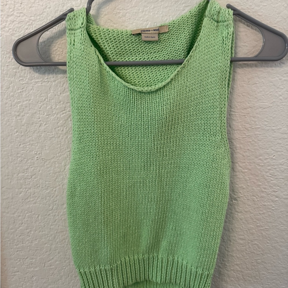 Paloma Wool Mint Green Sleeveless Knit crop top - Picture 3 of 6